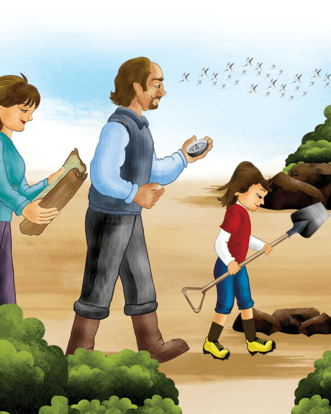 Custom illustration — beach walk